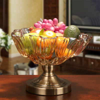 European-Style Glass Fruit Plate Living Room High-Grade Crystal Fruit Plate New Chinese Modern Dried Fruit Tray Table Decorative Ornaments