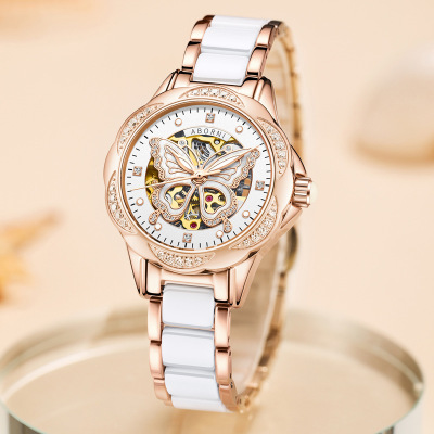 New Fantasy Butterfly Automatic Mechanical Watch Wholesale Fashion Wrist Watch Hollow Jeweled Ceramic Strap Women's Watch