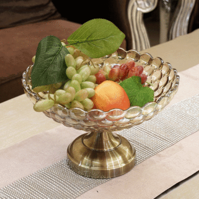 Simple European Crystal Glass Fruit Plate Luxury Household Living Room Coffee Table Fruit Plate Decorative Utensils Home Decoration