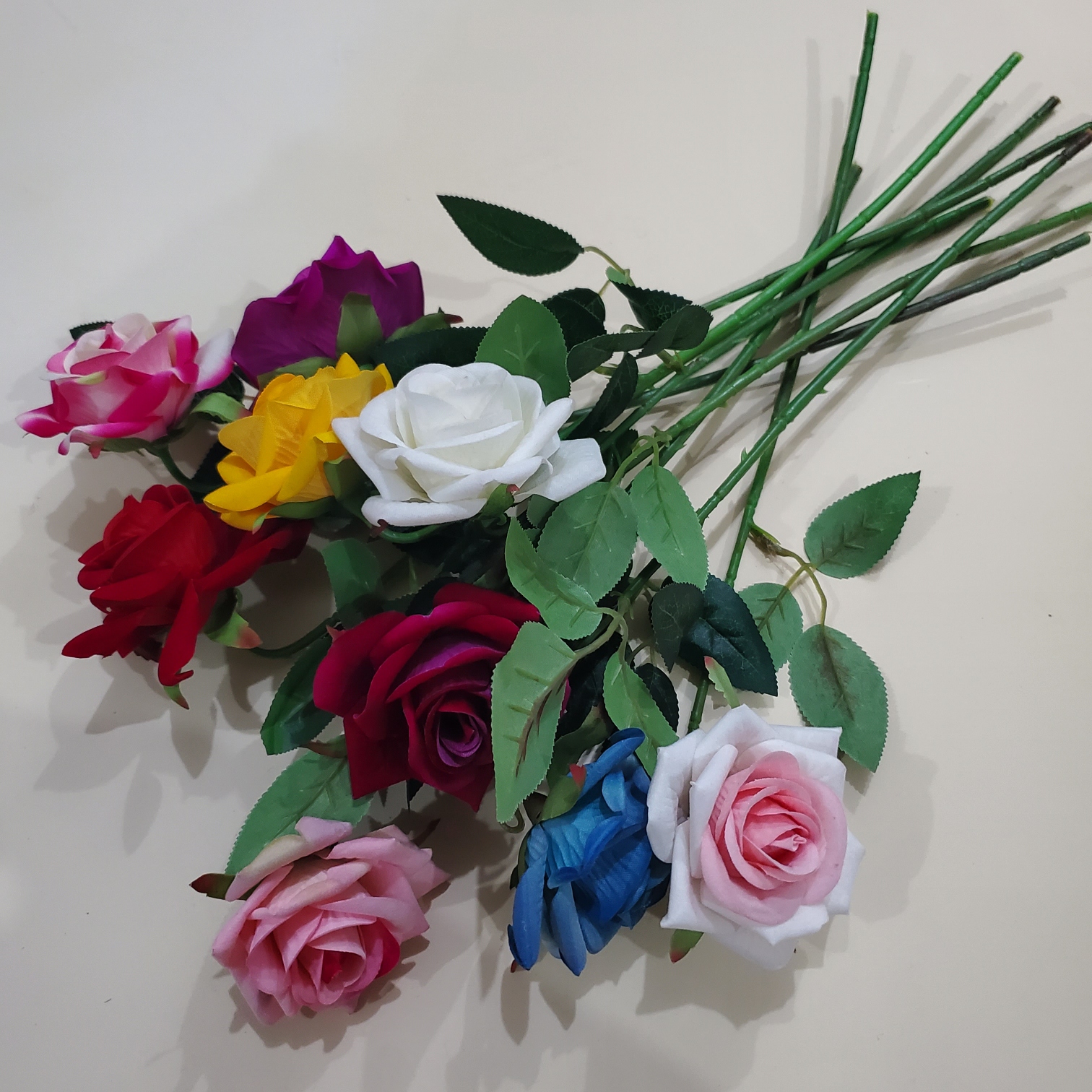 店铺推荐餐厅台面插花装饰布艺仿真玫瑰花假花干花绒布单支小角玫