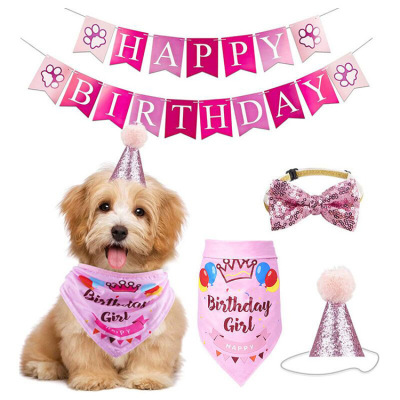 Cross-Border Dog Birthday Pulling Banner Pet Party Birthday Decoration Happy Birthday Paper Dog's Paw Banner
