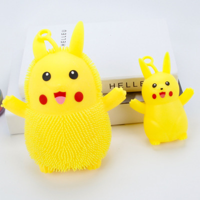 Elastic TPR Luminous Hairy Ball Toy LED Flash Pikachu Vent Ball Factory Direct Sales Cute Squeeze Toys