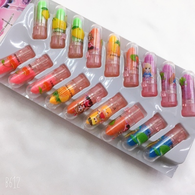 36 into Children and Girls Mixed Fruit Color Lipstick Play House Toy Student Moisturizing Lipstick