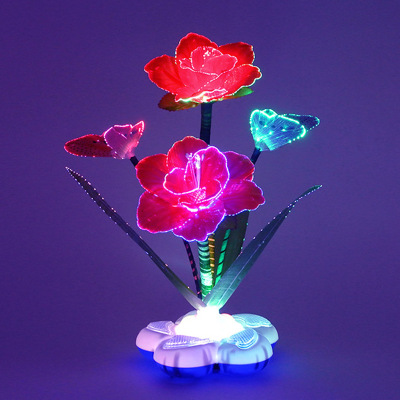 Flower Lamp Artificial Rose Optic Fiber Flower Festive Floral Products Colorful Color Changing Electronic Toys