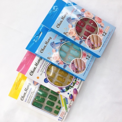 Europe and America Cross Border Children's Exquisite Fashion Square Head Long 24 Pieces Boxed Nail Stickers Pieces Long Nail Tip Fake Nail Patch