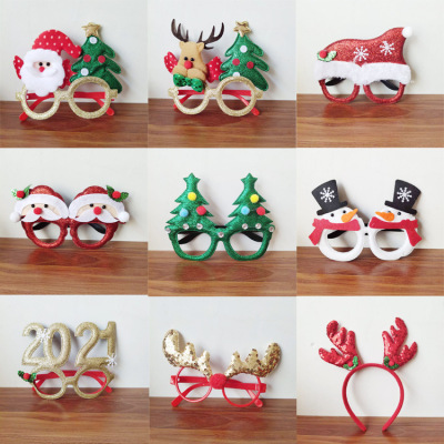 Christmas Party Holiday Supplies Christmas Decorative Creative Glasses Funny Frame Frame Christmas Gifts for Children