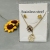 Elegant Flower Sun Rain and You Stainless Steel Golden Trendy Three-Piece Suit Pendant Ear Studs