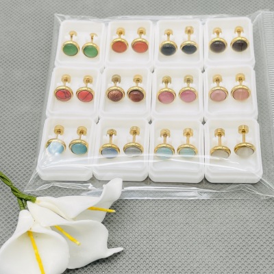 Elegant Ear Studs High-Grade Online Influencer Earrings Stainless Steel Small New Trendy Clay Rhinestone Ball Colorful Crystals Pearl Style