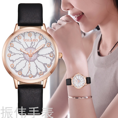 Foreign Trade Hot Fashion Women's Printed Spot Drill Belt Watch Yolako round Dial Fashion Watch