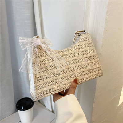 Casual Design Western Style Straw Armpit Baguette Bag Trendy 2021 New Popular Simple Textured Shoulder Bag Female