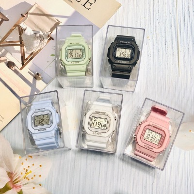 Korean Style New Square Electronic Watch Ins Style Fresh Sports Outdoor Waterproof Watch Unicorn Girls' Watch