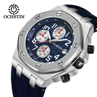 Ochstin Hot Sale Multifunctional Men's Watch Running Seconds Sports Waterproof Calendar Quartz Watch Tape Manufacturer Agent