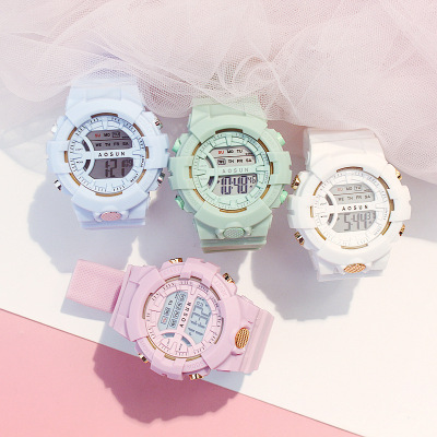 Tomato Internet Celebrity Cherry Blossom Powder Girl Watch Ins Style Matcha Green Male and Female Middle School Student Cute Unicorn Electronic Watch
