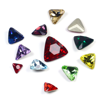 Dongzhou Crystal Triangle Pointed Bottom Glass Drill Crystal Silver Plated Ornament Accessories Fancy Shape Diamonds