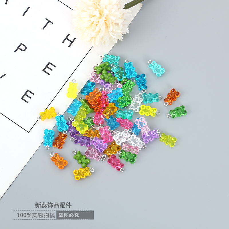 仿真透明小熊糖果 奶油手机壳配件 钥匙扣diy材料 水晶泥饰品配件