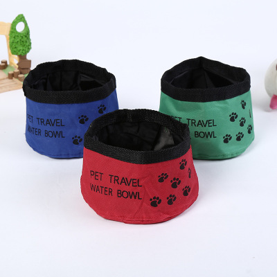 AIRSUN Pet Oxford Cloth Waterproof Travel Foldable Dog Bowl Pet Go out Portable Dog Bowl Drinking Cloth Bowl Wholesale