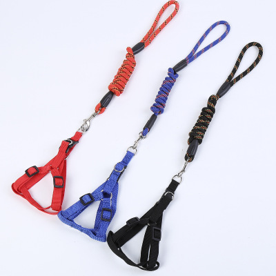 New Style Pet Hand Holding Rope Small Dog Fine Grain round Rope with Chest Back Durable Pet Dog Rope Supplies Wholesale