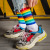 Rainbow Bar Socks Women's Korean Style Long Spring and Autumn Cotton Instagram Mesh Red Tide Socks All-Match High-Top Men's and Women's Same Socks