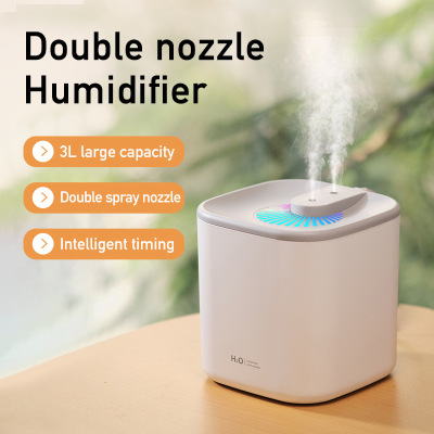 New Double Spray Household Heavy Fog Air Hydrating Humidifier 3L Office Desk Surface Panel Mute Sprayer Cross-Border