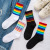 Rainbow Bar Socks Women's Korean Style Long Spring and Autumn Cotton Instagram Mesh Red Tide Socks All-Match High-Top Men's and Women's Same Socks