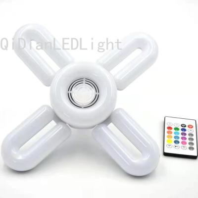 Led New Colorful Bluetooth Music Four-Leaf Light Remote Control Folding Colorful Music Light