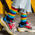 Rainbow Bar Socks Women's Korean Style Long Spring and Autumn Cotton Instagram Mesh Red Tide Socks All-Match High-Top Men's and Women's Same Socks