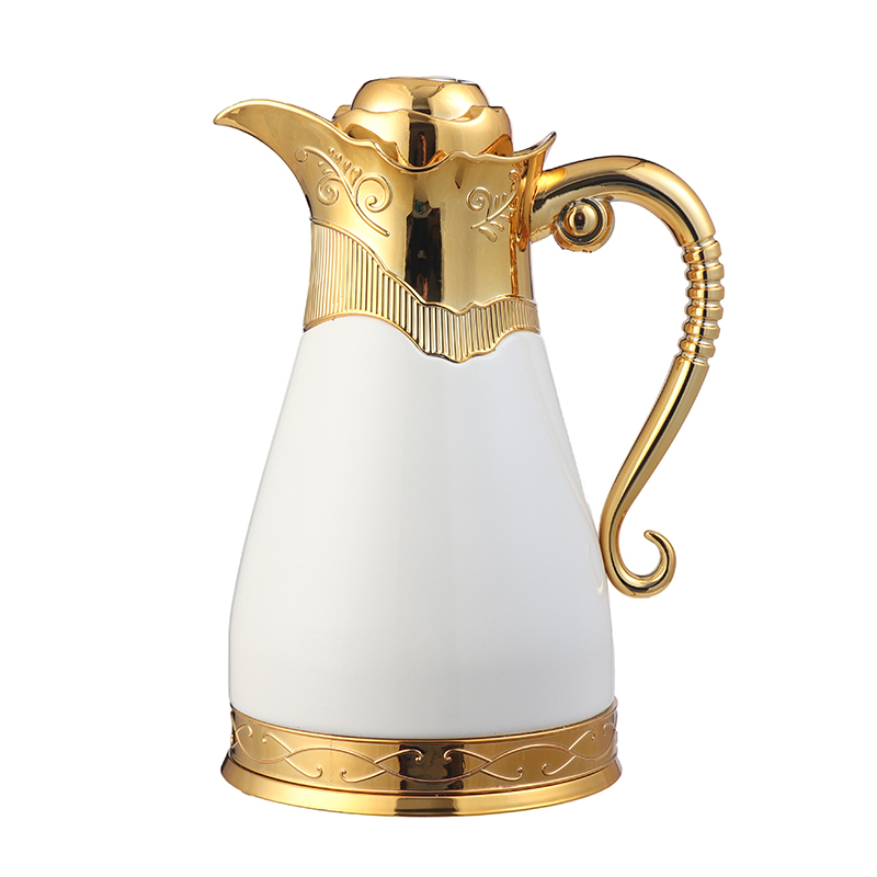 欧式高颜值热销保温壶1L电镀外壳玻璃内胆保温水壶热水壶