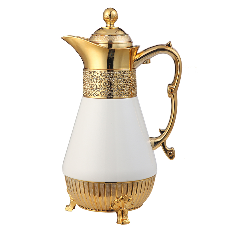 欧式高颜值热销保温壶1L电镀外壳玻璃内胆保温水壶热水壶