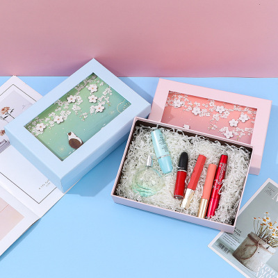 Colorful Landscape Painting Gift Box Large, Medium and Small Three-Piece Set Exquisite Rectangular Valentine's Day Gift Storage Gift Box Paper Box