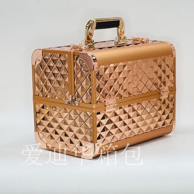 New Rose Gold High-End Fashion Beauty Nail Tattoo Professional Makeup Storage Large Capacity Portable Cosmetic Case