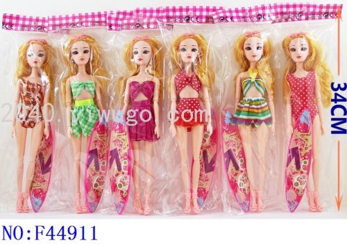 toy 11 joint 11.5 inch solid 3d real eye swimsuit party doll with surfboard diving goggles f44911