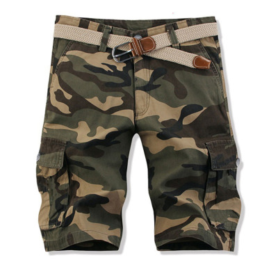 Summer Pure Cotton Multi-Pocket Workwear Casual Pants Camouflage Shorts Men's Thin Camouflage Pants Cropped Pants Six-Pocket Fashion