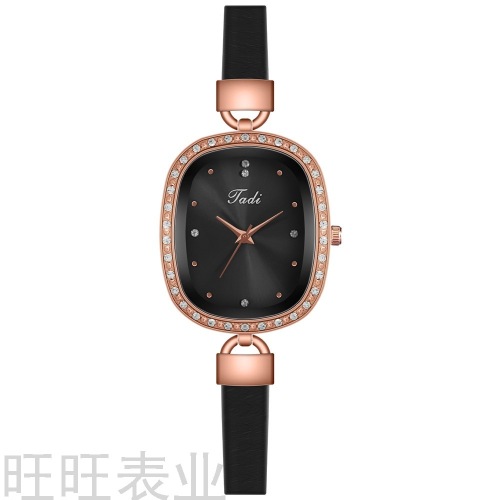 New Internet Hot Diamond Creative Women‘s Leather-Belt Watch Oval Retro Temperament Women‘s Watch Simple Wrist Watch