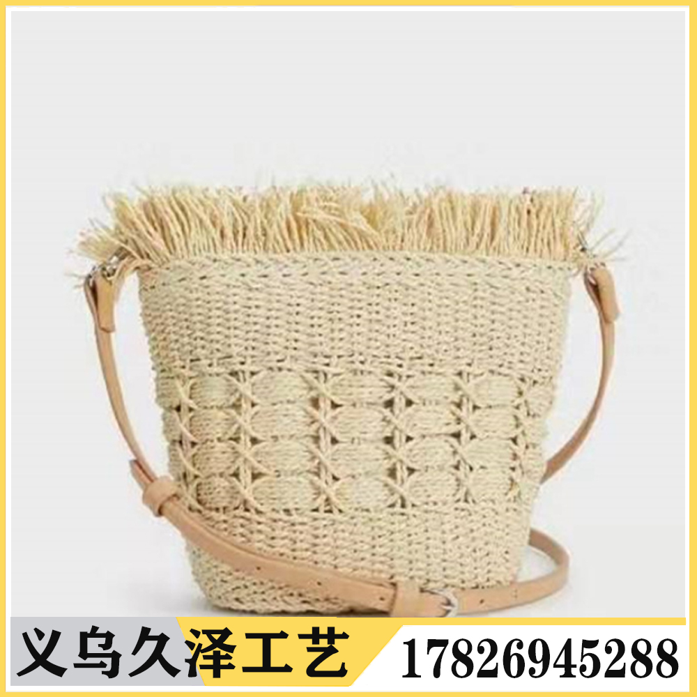 编织斜挎小包抽绳百搭女包新款夏季单肩女包草编包森系