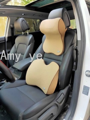 Automotive Headrest Lumbar Support Pillow Set Memory Foam Car Pillow Neck Pillow Slow Rebound Car Pillow Waist Pad