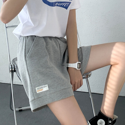 Sports Shorts for Women 2021 New Summer Waffle Bermuda Shorts Trendy Slimming and Straight Loose Wide-Leg Half Pants