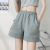 High Waist Track Shorts Women's Cotton Waist-Tied Cropped Pants CEC Summer New Loose Straight Wide-Leg Pants Ins Super Hot