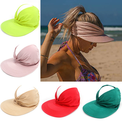 Amazon Cross-Border Spring and Summer New Hat Female Sun Hat Female UV Protection Elastic Adult Topless Hat