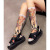 Painted Socks for Women Ins Trendy Calf Socks 3D Printed Graffiti Seersucker Summer Thin Pile Style Tube Socks Long Socks