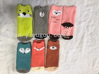 Non-Slip Terry Thickened Winter Baby Socks Children's Socks Terry Sock Cartoon Cute with Small Ears