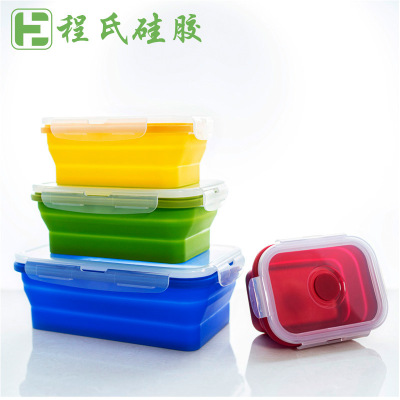 Outdoor Travel Portable Folding Lunch Box Four-Piece Folding Silicone Lunch Box Refrigerator Silicone Frozen Crisper