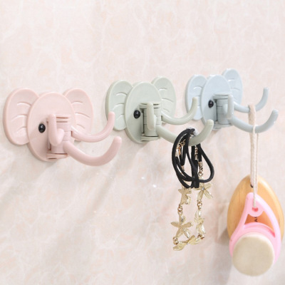 Multifunctional Elephant Self-Adhesive Hook Kitchen Bathroom Door Nail-Free Hook Creative Cute Factory Wholesale