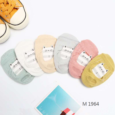 Spring and Autumn New Children's Socks Two-Color Cartoon Children's Invisible Socks Combed Cotton Silicone Non-Slip Baby Boat Socks Stall