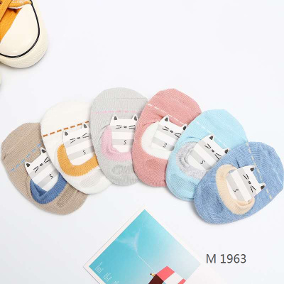 Spring and Autumn New Children's Socks Two-Color Cartoon Children's Invisible Socks Combed Cotton Silicone Non-Slip Baby Boat Socks Stall