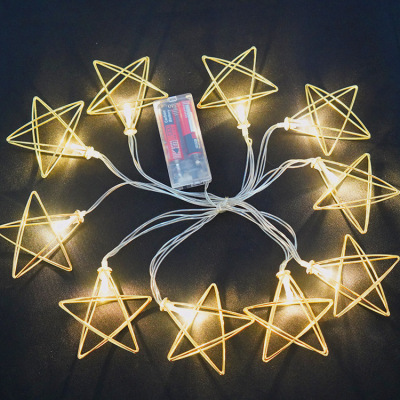 New LED Metal Material Star Light String Ramadan Home Living Room Holiday Decoration Pattern Can Be Customized