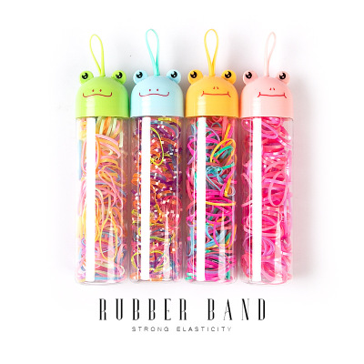Disposable Rubber Band Children's Hair Accessories Strong Pull Constantly Colorful Hair Band Frog Bottled Rubber Band Factory Direct Supply Hair Rope