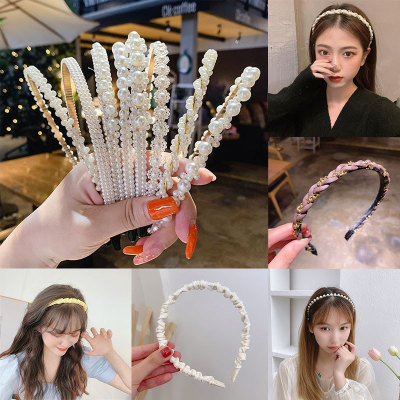 Fairy Pearl Headband out Hair Pressing Hairpin Sweet Rhinestone Headdress Female Korean Mori Girl Versatile Headband