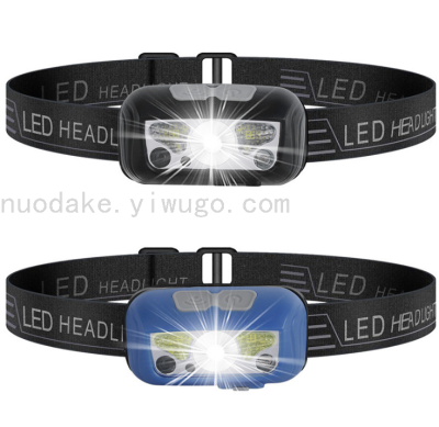 USB Charging Intelligent Induction Headlamp with Red Light Warning Light Outdoor Lightweight Portable Induction Headlamp