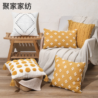 Nordic Ins Tufted Pillow Cover Embroidered Bedside Cushion Bedroom Living Room Sofa Office Chair Pillow Customized Cushion
