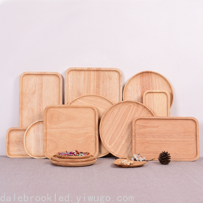 Rectangular Wooden Tray Household Log Plate Tea Tray Wooden Plate Rubber Wood Splicing Varnish Plate